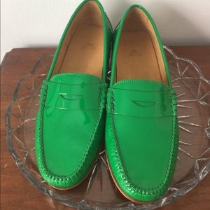 Peter Millar green patent leather loafers